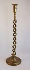 Barley Twist Brass  Candleholder, 17in. Tall, Handmade, Circa Early 20th Century