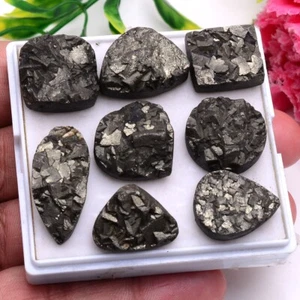 8 Stück Natürlich Pyrit Druzy Quarz 17mm-29mm Unbehandelt Riesiges Lose - Bild 1 von 10