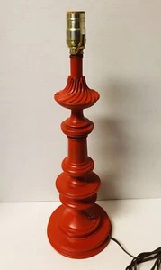 Vintage MCM Orange Stiffel Painted Brass Table Lamp *No Shade* Hippy Retro - Picture 1 of 9