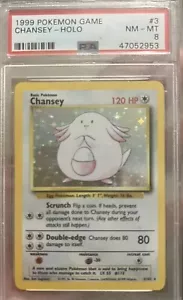 Juego Base Pokémon Shadowless Holo Chansey 3/102 1999 PSA 8 Casi Nuevo-Como Nuevo - Imagen 1 de 5