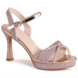 Damenschuhe Glitzer Sandaletten Plateau Riemchen Pumps Sandalen Sky High Heels - Bild 1 von 11