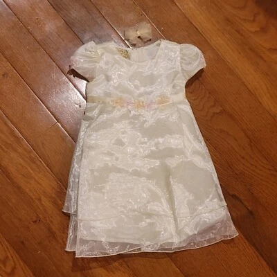 Biscotti Girls Ivory Special Occasion Dress Size 18 Mo Boutique w/ Hair Clip - Image 1 of 4