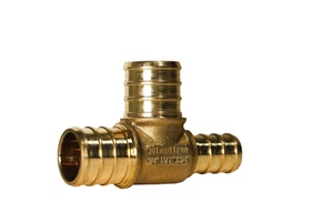 25 PIECES 3/4" X 1/2" X 3/4" PEX TEE BRASS CRIMP FITTINGS ( LEAD FREE ) - Picture 1 of 8