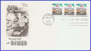 USA3 #3208 Pl #S11111 U/A ARTCRAFT FDC PNC3 Diner - Bild 1 von 1