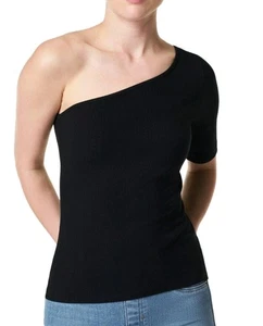 NWT SPANX Women's Ribbed Off One Shoulder Classic Black Stretch Top Medium - Picture 1 of 10