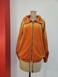 ADIDAS Velour Velvet Track Top Jacket Burnt Orange Size AU 18  XL-XXL RARITY - Picture 1 of 16