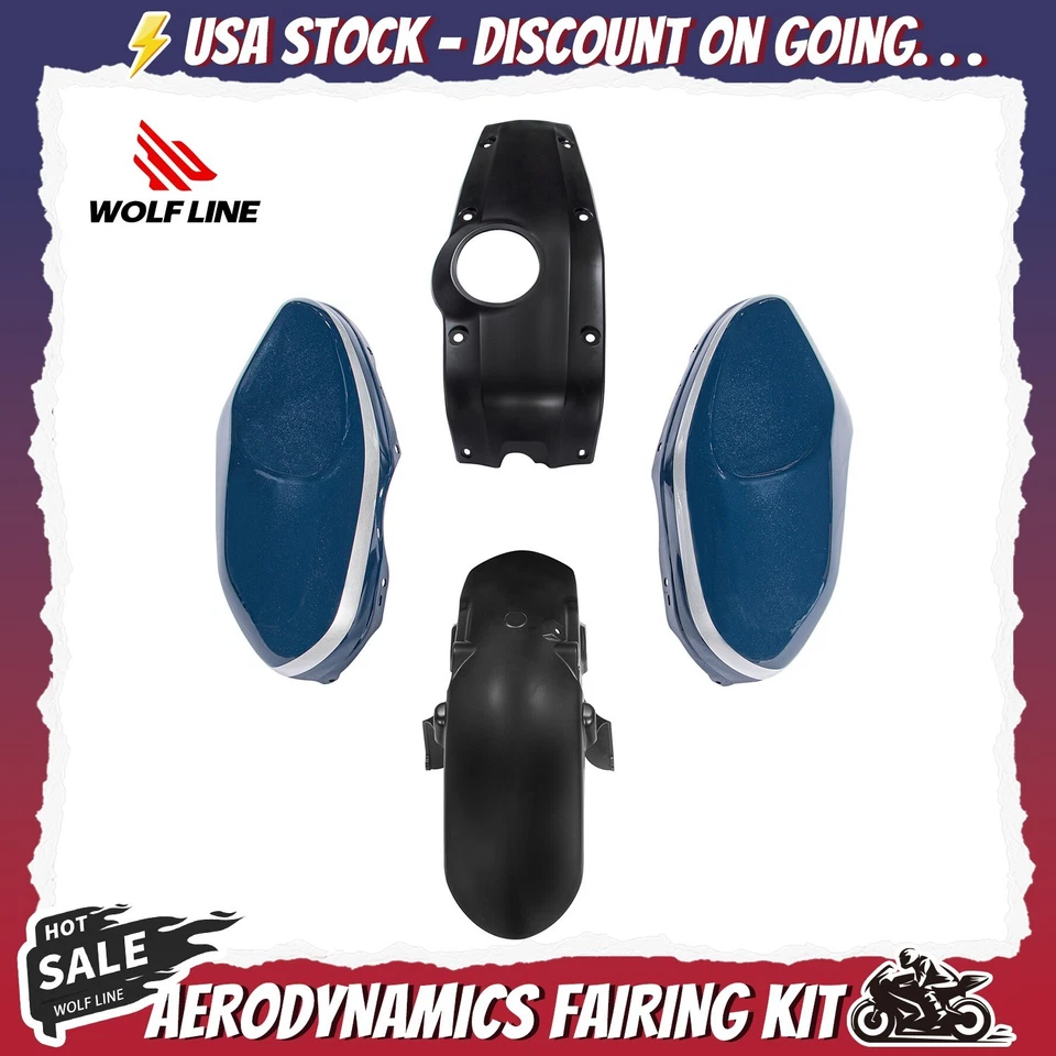 WOLFLINE Fairing Kit For Yamaha XSR 900 2016-2021 2017 Bodywork Blue Black ABS Foto 1 de 4