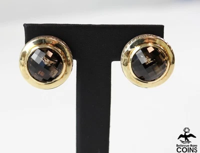 Aretes David Yurman de cuarzo ahumado facetados de plata de ley de oro amarillo de 18 quilates Foto 1 de 4
