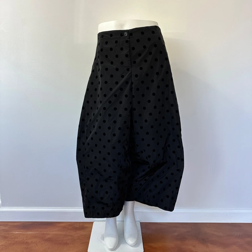 Pantalón Sun Kim Talla L Barril Negro Nylon Lunares Lagenlook Art-to-Wear Hecho en EE. UU. Foto 1 de 4
