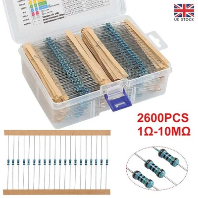 2600 pcs Resistors Assortment Kit 130 Values 1-10M 1/4W 1% Metal Film Set Pack - Image 1 of 4