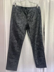 DAVID KAHN VERY NICE BLACK & SILVER SNAKE PATTERN SKINNY PANTS SZ 34/28.5 - Picture 1 of 6