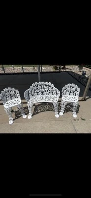 Antique Cast Iron Settee And 2 Chairs In Grapevine & Leaf Pattern  $800.00. OBO - Image 1 of 4