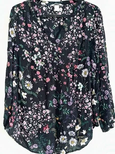 H&M Maternity Floral Shirt Blouse Top Tunic Medium M 12 Boho - Picture 1 of 16
