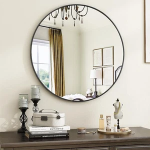 Black Round Bathroom Mirror, 60CM Circle Mirror - Picture 1 of 4