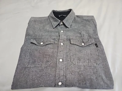 Camisa de Trabajo Deus Ex Machina Gris Perla A Presión Manga Larga Cambray Moto Talla Mediana  Foto 1 de 4