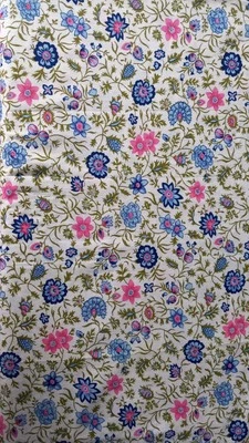ANCIEN  TISSU COUPON FLEURI  EN COTON  1,70 METRE SUR 0,83 METRE - Photo 1/2