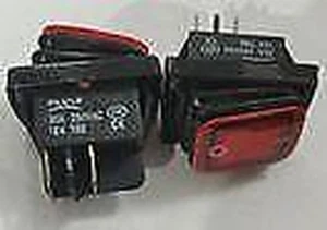 10pcs Rocker switch ON-OFF 22x30mm 250V AC 30A, DPST, fixed, 4pins. red - Picture 1 of 1