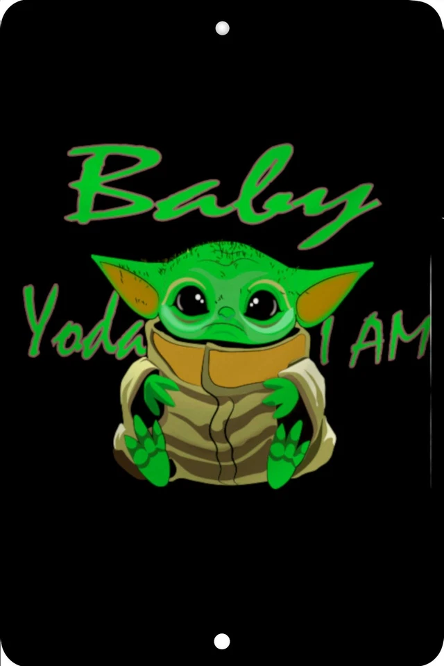 Baby Yoda I Am, день рождения, домашний знак, домашний декор металлический алюминий, США, черный - Изображение 1 из 1