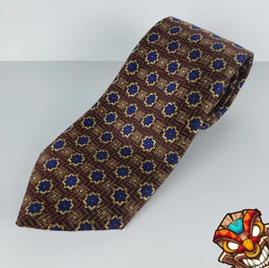 John W Nordstrom NEW Brown Blue Gold Geometric Jacquard Woven Silk Mens Necktie - Picture 1 of 8