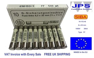 SIBA 70 172 40 500mA Sicherung FF500MA 0,5A 1000V DMI DMM 7017240 JPSF084 x1/2/5/10 - Bild 1 von 10