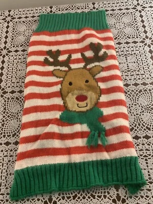Suéter Simply Dog Reno Perro Navidad GRANDE Rojo Verde Rayas Traje Festivo Foto 1 de 4
