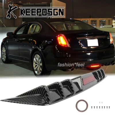 For Lincoln MKS MKZ Rear Bumper Diffuser Splitter LED Brake Light Carbon Fiber - Image 1 of 4