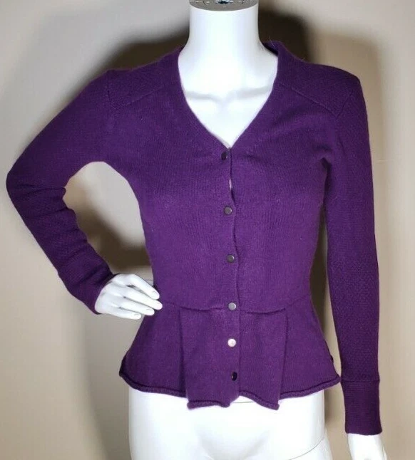 Cardigã Robert Rodriguez Feminino Mescla de Lã Malha Suéter Roxo Tamanho Extra Pequeno - Imagem 1 de 4