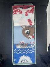 Rudolph Crew Socks 3 Pair Pack Men's Shoe Size 8 to 12 Red-Nosed Reindeer 2021