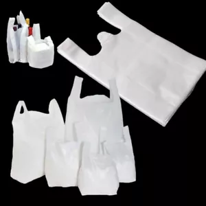 More details for plastic vest carrier bags blue or white  all sizes supermarkets