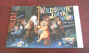 ORIGINAL LOUIS WAIN SIGNED CAT ADVERTISING POSTCARD - WILDSPUR LUSTRE YARNS. - Picture 1 of 2