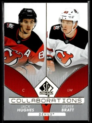 2022-23 SP Authentic Collaborations Jack Hughes / Jesper Bratt #C-6 - Image 1 of 2
