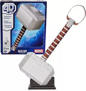 Spinmaster 4D Build Marvel Mjolnir Thor Hammer 3D Puzzle Model Kit w/Stand 87Pcs - Picture 1 of 1