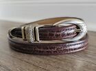 Brighton Cutter & Buck S 28 Brown Embossed Leather Belt Silver Tone Buckle .5"
