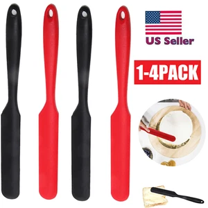 4Pcs Silicone Silicone Scraper Long Handle Jar Spatula Rubber Spatula Baking USA - Picture 1 of 19