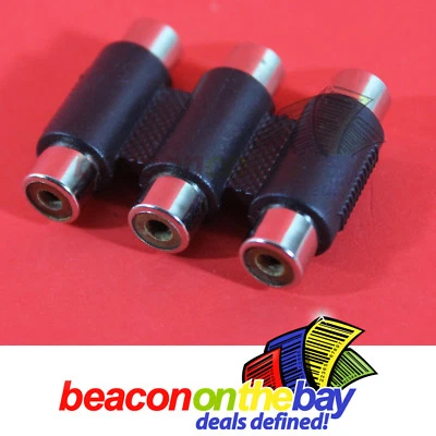 3 RCA to 3 RCA Female to Female AV Audio Video Cable Joiner Adapter Connector - Image 1 of 3