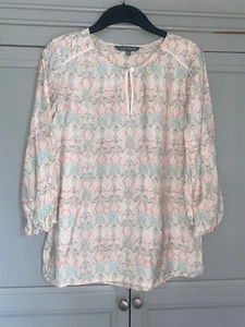 LAURA ASHLEY Bloomsbury Era Blouse Size 10 Top Shirt Floral Bouquet Art Deco - Picture 1 of 7