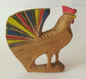 Antique Hand-Carved Wooden Fan-tailed Bird Germany Folk Art Putz Erzgebirge - Picture 1 of 3