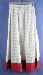 Ethnicity Indian Lehenga Maxi Flare Skirt Girls White Print w/ Multicolor Trim - Picture 1 of 6