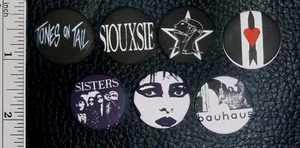 7 Goth Rock Button Pins Lot Set Post Punk Siouxsie Sioux - Picture 1 of 1
