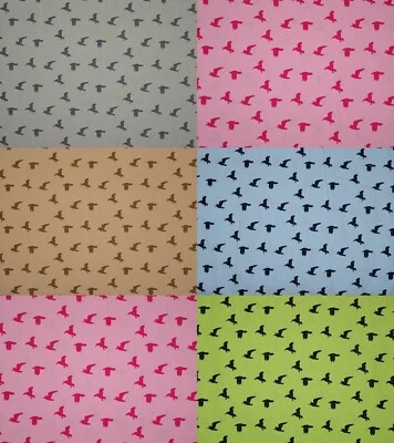 Vögel Vogel Möwe Baumwolle Meterware in 5 Farben grau grün blau rosa beige - Bild 1 von 4