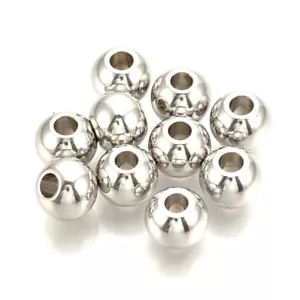 50 Stainless Steel 304 Grade 6x5mm Seamless Round Silver Spacer 2mm Hole Beads - Picture 1 of 1