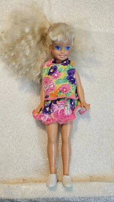 Saia Top Vintage 1987 Skipper Adolescente Boneca Barbie Rosa Floral Vintage C371G  - Imagem 1 de 4