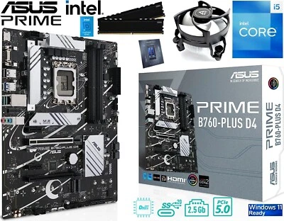 PC Aufrüstkit Intel Core i5-12400F bis 64GB DDR4 mit TPM 2.0 ASUS B760-Plus - Bild 1 von 4