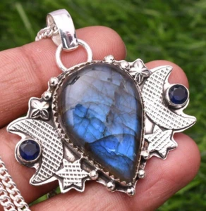 Labradorite Gemstone 925 Sterling Silver Handmade Jewelry pendant 2.10" - Picture 1 of 6