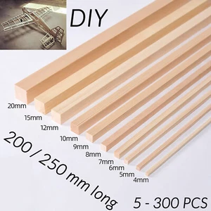 Balsa Wood Square Rod Bar Strips Aircraft Ship Model DIY 3/4/5/8/10x250mm - Picture 1 of 5