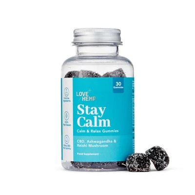 Love Hemp CBD Gummies Calm & Relax 300mg Broad Spectrum No THC, Mixed Berry 30x