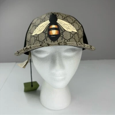Gucci GG Supreme Men's Canvas Beige and Black Bee Print Trucker Cap Small 57cm - Image 1 of 4