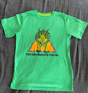 Cat & Jack Boy Triceratop Dinosaur T-Shirt Green (Size L (12/14)) - Picture 1 of 4