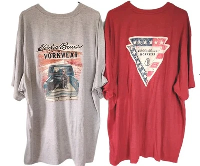 Lote De 2 Eddie Bauer Ropa De Trabajo 4XL, Camisetas Estampado Gráfico Logo Bolsillo   Foto 1 de 4