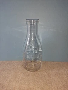 Vintage Quart Clover Dairy Safe Milk Embossed Glass Bottle Wilmington Delaware - Picture 1 of 15